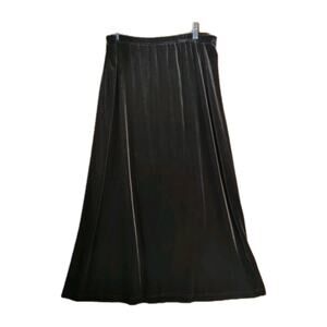 Leslie Fay Maxi Skirt M Black Velvet 90s Vintage Stretch No Slit Double Stitch